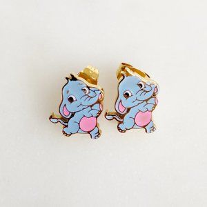 dumbo • blue pink vintage style elephant enamel steel small Disney earrings